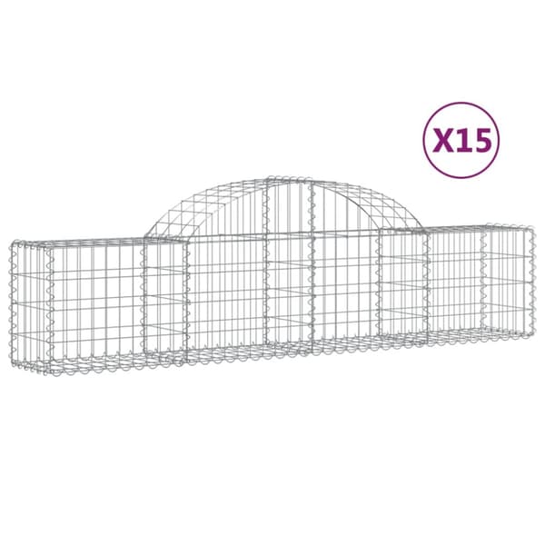 Gabion bågformad 15 st 200x30x40/60 cm galvaniserat järn