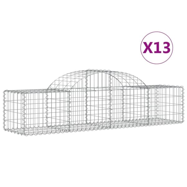 Gabioner bågformade 13 st 200x50x40/60 cm galvaniserat järn