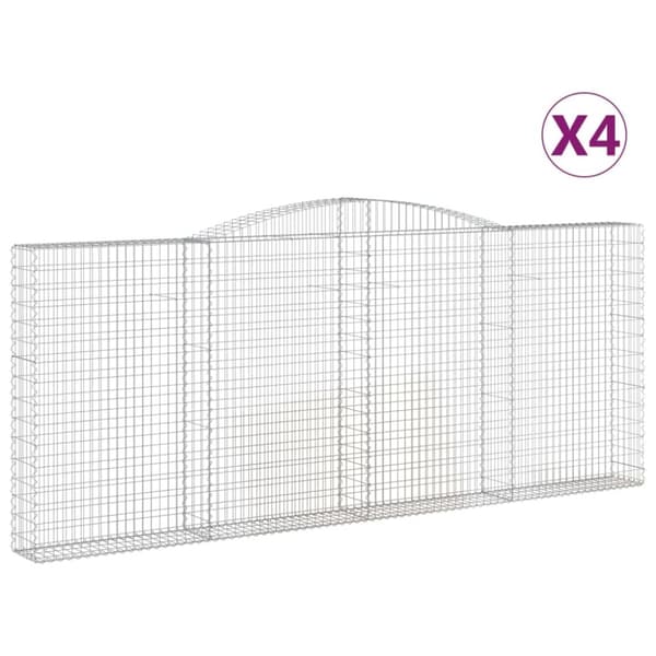 Gabion bågformad 4 st 400x30x160/180 cm galvaniserat järn