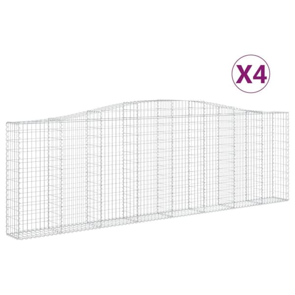 Gabioner bågformade 4 st 400x30x120/140 cm galvaniserat järn