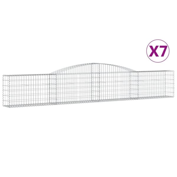 Gabioner bågformade 7 st 400x30x60/80 cm galvaniserat järn