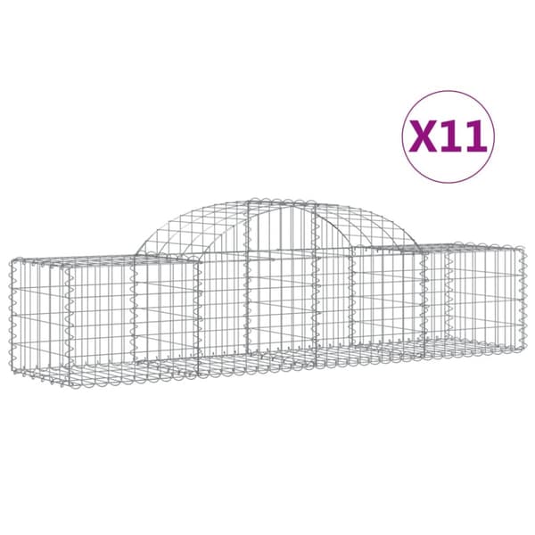 Gabioner bågformade 11 st 200x50x40/60 cm galvaniserat järn