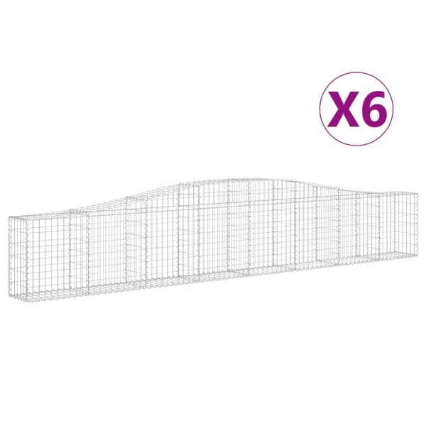 Gabioner bågformade 6 st 400x30x60/80 cm galvaniserat järn