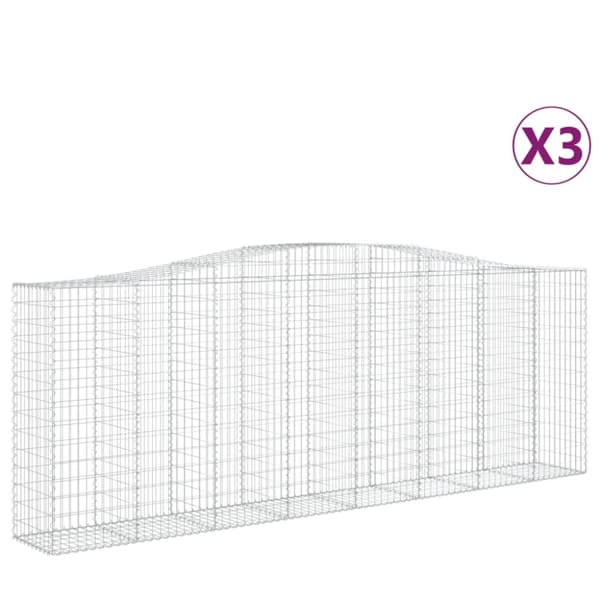 Gabioner bågformade 3 st 400x50x140/160 cm galvaniserat järn