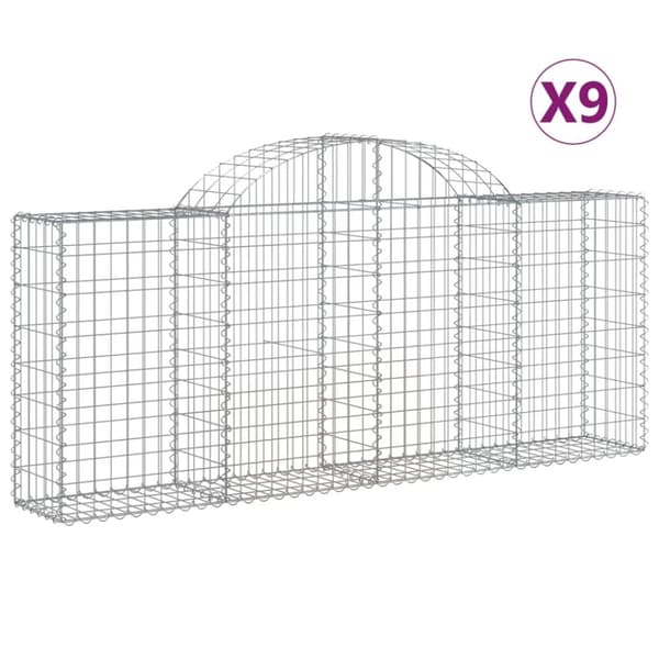 Gabioner bågformade 9 st 200x30x80/100 cm galvaniserat järn
