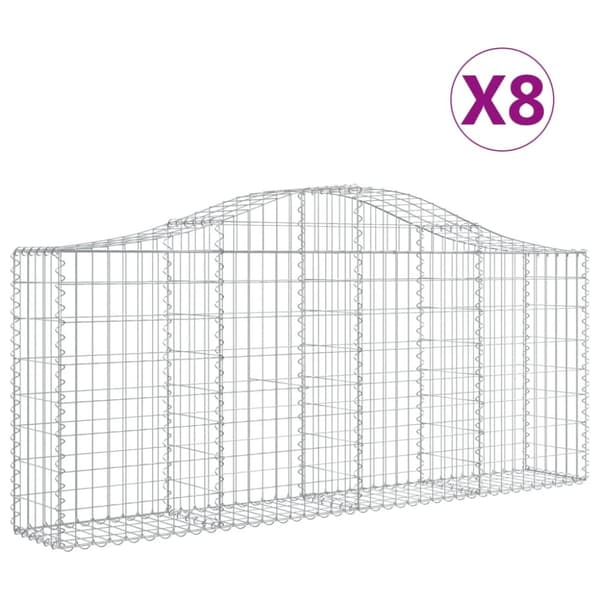 Gabioner bågformade 8 st 200x30x80/100 cm galvaniserat järn