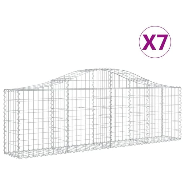 Gabioner bågformade 7 st 200x30x60/80 cm galvaniserat järn