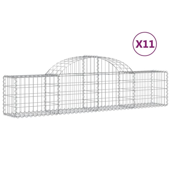 Gabion bågformad 11 st 200x30x40/60 cm galvaniserat järn