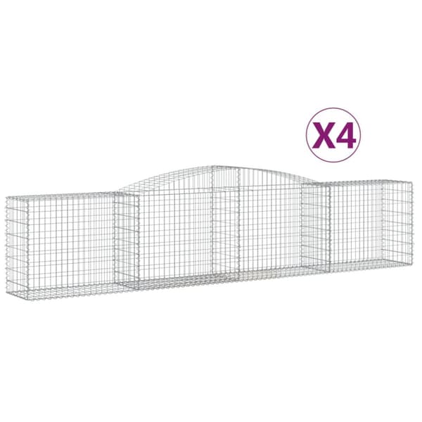 Gabioner bågformade 4 st 400x50x80/100 cm galvaniserat järn