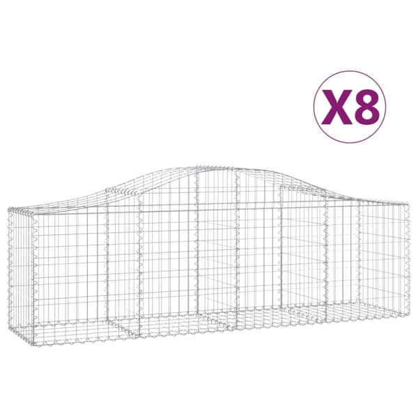 Gabioner bågformade 8 st 200x50x60/80 cm galvaniserat järn