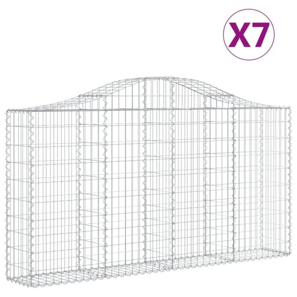 Gabioner bågformade 7 st 200x30x100/120 cm galvaniserat järn