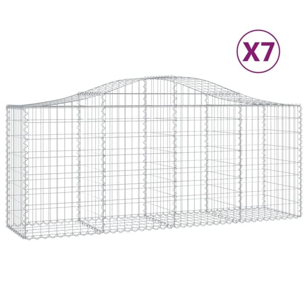 Gabioner bågformade 7 st 200x50x80/100 cm galvaniserat järn