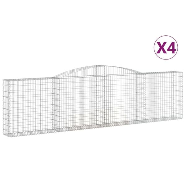 Gabioner bågformade 4 st 400x30x100/120 cm galvaniserat järn