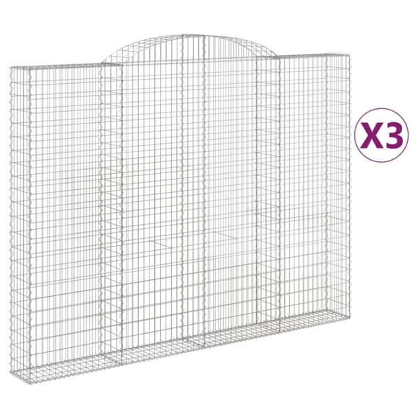 Gabioner bågformade 3 st 300x30x220/240 cm galvaniserat järn