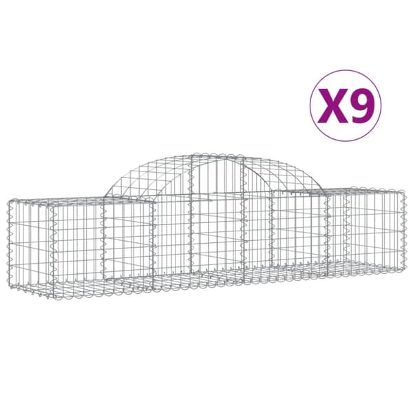 Gabioner bågformade 9 st 200x50x40/60 cm galvaniserat järn