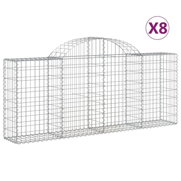 Gabioner bågformade 8 st 200x30x80/100 cm galvaniserat järn
