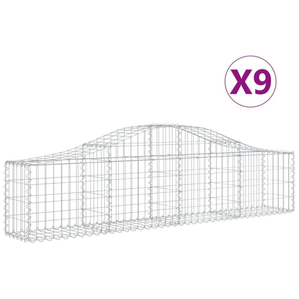 Gabion bågformad 9 st 200x30x40/60 cm galvaniserat järn