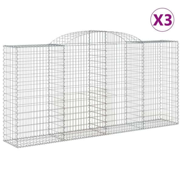 Gabioner bågformade 3 st 300x50x140/160 cm galvaniserat järn