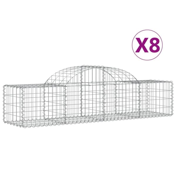 Gabioner bågformade 8 st 200x50x40/60 cm galvaniserat järn
