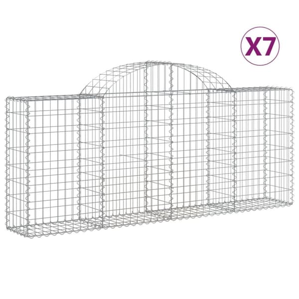Gabioner bågformade 7 st 200x30x80/100 cm galvaniserat järn