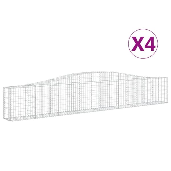 Gabioner bågformade 4 st 400x30x60/80 cm galvaniserat järn