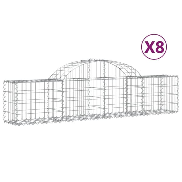 Gabion bågformad 8 st 200x30x40/60 cm galvaniserat järn