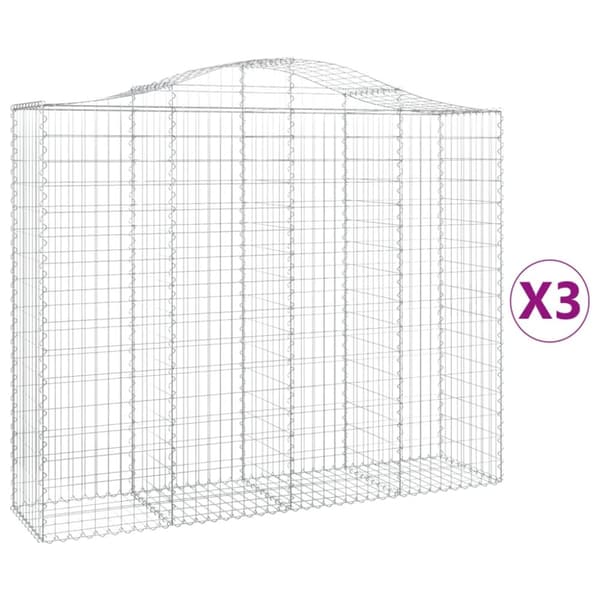 Gabioner bågformade 3 st 200x50x160/180 cm galvaniserat järn