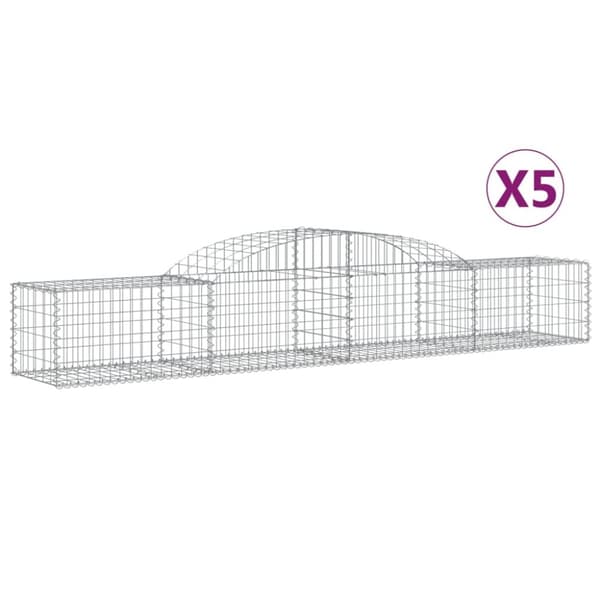 Gabioner bågformade 5 st 300x50x40/60 cm galvaniserat järn