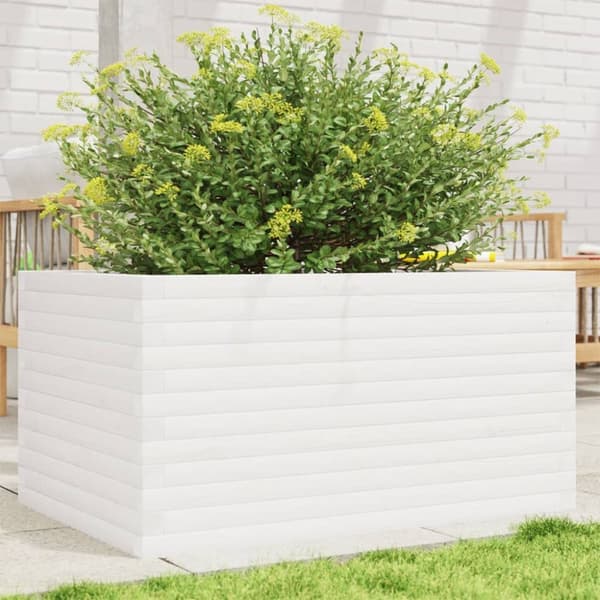Odlingslåda 90x60x46 cm vit massiv furu