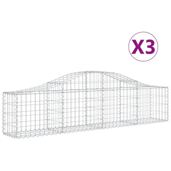 Gabion bågformad 3 st 200x30x40/60 cm galvaniserat järn