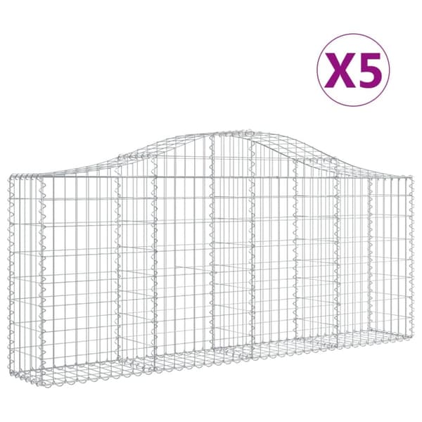 Gabioner bågformade 5 st 200x30x80/100 cm galvaniserat järn