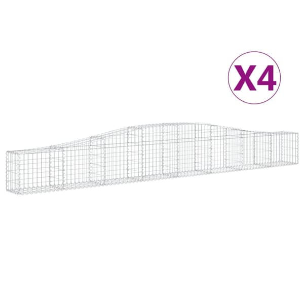 Gabioner bågformade 4 st 400x30x40/60 cm galvaniserat järn