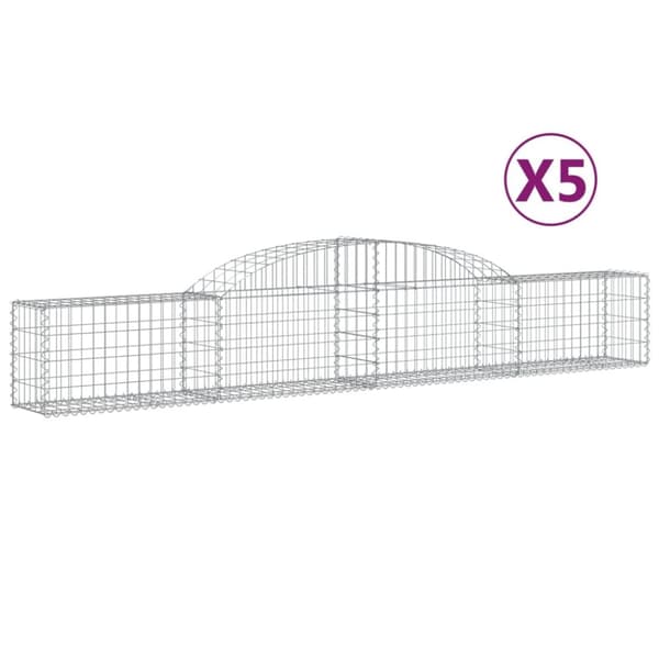 Gabioner bågformade 5 st 300x30x40/60 cm galvaniserat järn