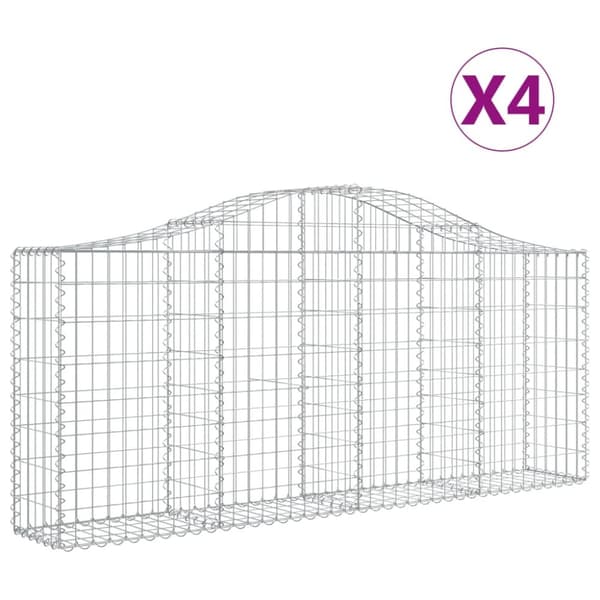 Gabioner bågformade 4 st 200x30x80/100 cm galvaniserat järn