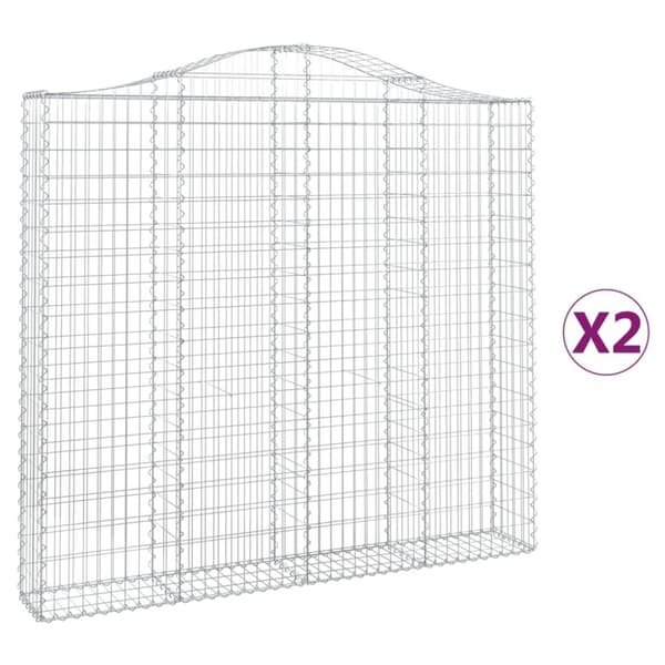 Gabioner bågformade 2 st 200x30x180/200 cm galvaniserat järn