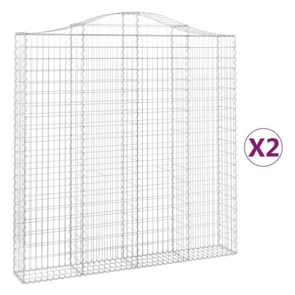 Gabioner bågformade 2 st 200x30x200/220 cm galvaniserat järn