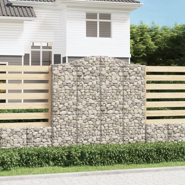 Gabioner bågformade 2 st 200x30x200/220 cm galvaniserat järn