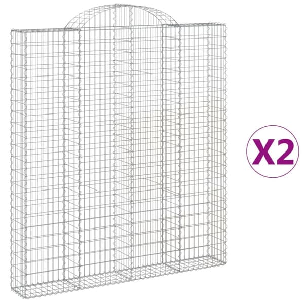 Gabioner bågformade 2 st 200x30x220/240 cm galvaniserat järn