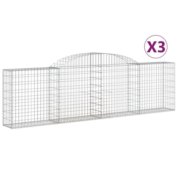 Gabioner bågformade 3 st 300x30x80/100 cm galvaniserat järn