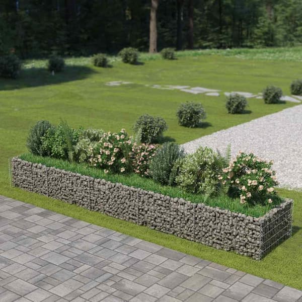 Planteringsgabion upphöjd galvaniserat stål 450x90x50 cm