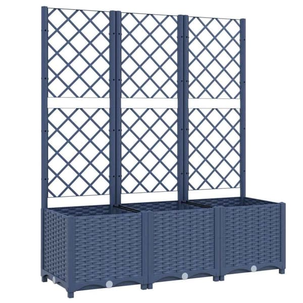 Odlingslåda med spaljé blågrå 120x40x136 cm PP