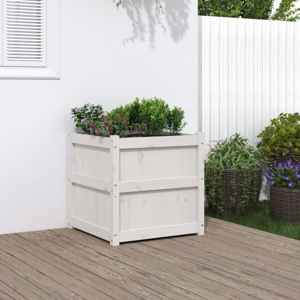 Odlingslåda vit 60x60x60 cm massiv furu