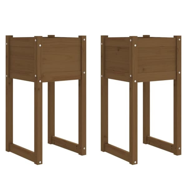Odlingslådor 2 st honungsbrun 40x40x81 cm massiv furu