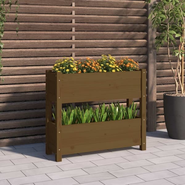 Odlingslåda honungsbrun 77x25x66 cm massiv furu