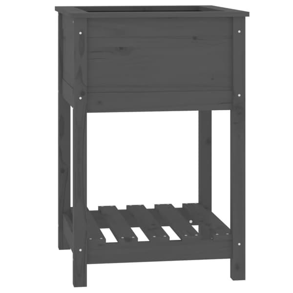 Odlingslåda med hylla grå 54x54x81 cm massiv furu