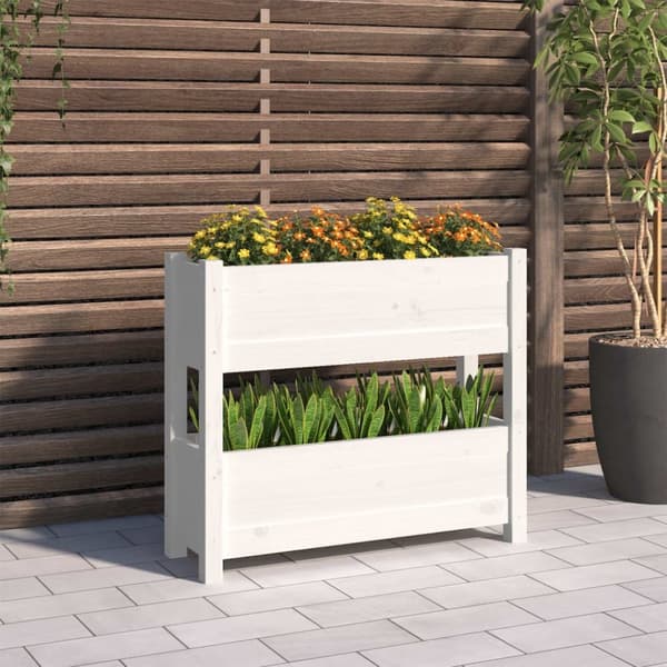Odlingslåda vit 77x25x66 cm massiv furu