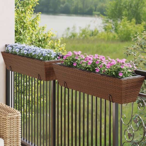 Blomlådor med krokar 2 st brun konstrotting
