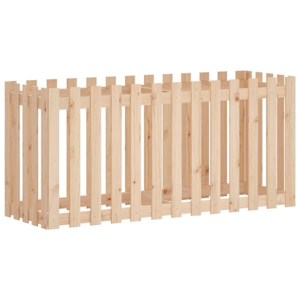 Odlingslåda med staket-design 150x50x70 cm massiv furu