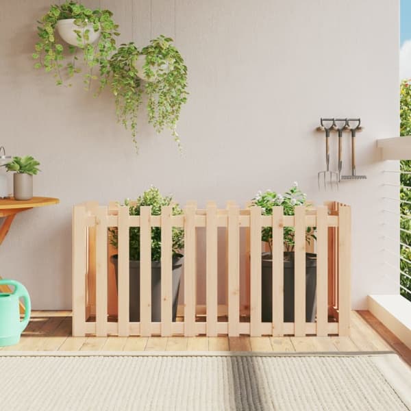Odlingslåda med staket-design 150x50x70 cm massiv furu