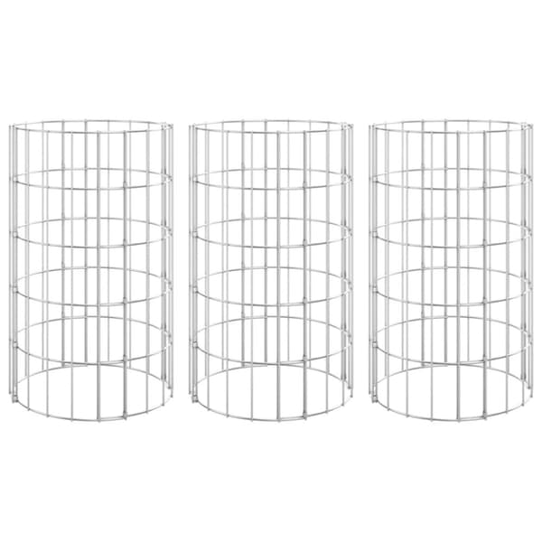 Planteringsgabion 3 st upphöjd rund galvaniserat stål Ø30x50 cm